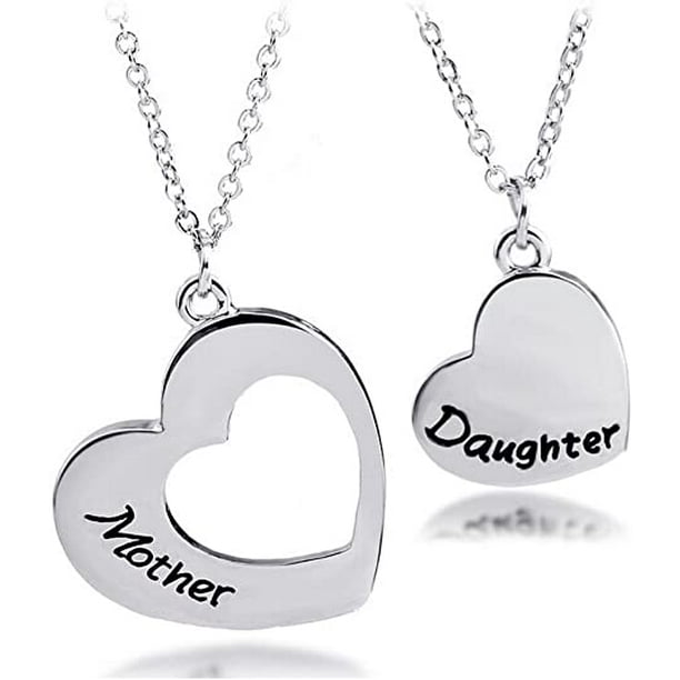 2 Piece Silver Tone Letter Heart Tag Necklace Mother Daughter Engrave Chain N7 2 Piece Silver Tone Letter Heart Tag Necklace Mother Daughter Engrave Chain N7